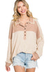 Apricot Oversized Knit Top With Waffle Contrast